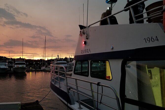 Shared 2 Hour September Sunset Cruise from Gig Harbor - Passing the Tacoma Narrows twin bridges like a history lesson